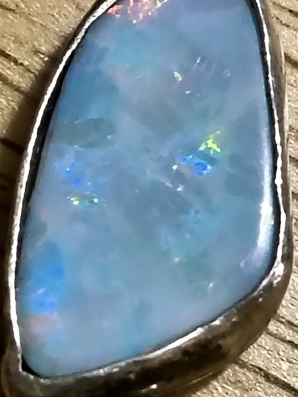 Vintage Sterling Silver& Natural Opal Feather Pendant Navajo Necklace Signed